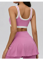 Soutien-gorge de sport solide à col carré, double bretelle, rembourrage amovible, respirant, séchage rapide, maintien moyen, idéal pour le yoga et la gym
