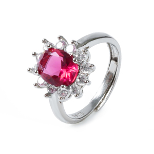 Nhẫn hoa hướng dương Diana bằng đồng thau nguyên khối, mặt oval, gắn đá <span class=keywords><strong>ruby</strong></span>, dành cho nữ, dùng trong đám cưới và tiệc tùng - Product Image 1