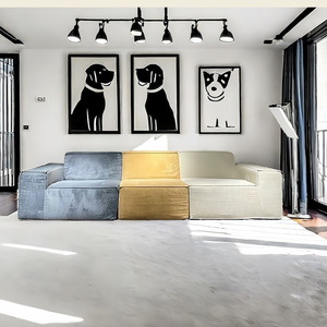 Sofá Seccional Moderno de Terciopelo en Forma de L, Modular, de Tres Plazas, Tapizado en Tela, Mueble de Sala de Estar con Diseño de Brazos Rectos - Product Image 4