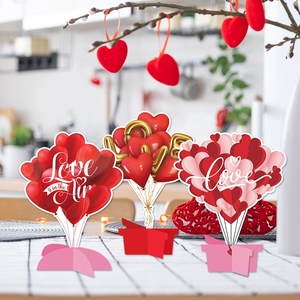 New Valentine's Day Decoration Props Gifts Desktop Ornaments Small Flags <b>Fresh</b> <b>Flowers</b> Balloons Heart Party Supplies - Product Image 2