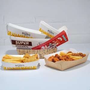 Boîte en carton kraft jetable personnalisable avec logo pour plats à emporter, pique-nique, camping, frites, snacks, desserts, plateau d'emballage - Product Image 3