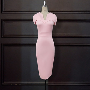 Robes pour femmes, manches courtes, moulante, crayon, é<span class=keywords><strong>l</strong></span>égante, robe de bureau, robe é<span class=keywords><strong>l</strong></span>égante, robe slim, vestido, grande taille, modeste, féminine - Product Image 3