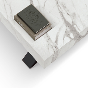 Statuary Marble Effect <b>Dining</b> <b>Table</b> With Black Crossed Legs Internal Use Mdf Base Melamine Top - Product Image 4
