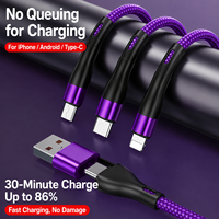 SUNGUY Nouveauté Câble d'alimentation USB C en nylon 2 en 3 100W, Câble de charge rapide Type C, pour téléphone, ordinateur portable et utilisation en voiture