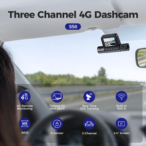 Azdome S58 4G LTE Ips Dash Máy Ảnh 2K Độ Phân Giải Cho Intercom Từ Xa Thời Gian Thực Live Streaming GPS 3CH Phía Trước/Phía Sau Sim Thẻ - Product Image 6