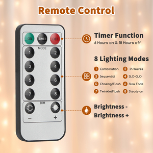 Aigostar 300 LED luci della tenda di natale 3x3m filo di rame 10m lunghezza 8 modalità di controllo remoto lucine per feste - Product Image 5