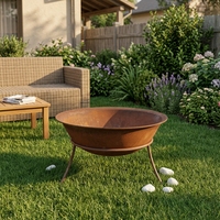 Foyer extérieur en bois de 29 pouces, durable et robuste, avec pieds, pour jardin et camping
