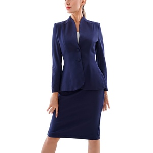 Trajes de mujer Oficina formal Trabajo de negocios Chaqueta Falda Traje Conjunto 2 piezas Oficina Dos botones Blazer Set - Product Image 3
