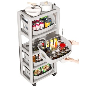 Kitchen <b>Storage</b> Rack 4 Layers With Wheels For <b>Vegetable</b> Fruit Condiment Organizing Cart - Product Image 5