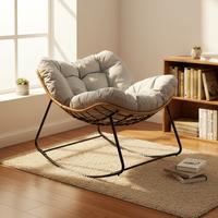 Fauteuil à bascule moderne modulaire inclinable pour adulte, en rotin léger, avec structure métallique portable, pour usage intérieur/extérieur, salle à manger, école