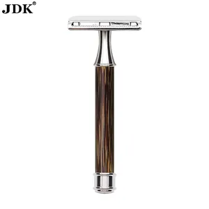 JDK Safety Razor Silver Bamboo Double Edge Mens Manual Shaving Razor for Men's Wet Shaving