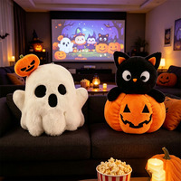 Coussin décoratif Citrouille Fantôme d'Halloween - Peluche Super Douce Anti-Stress en Coton PP et Polyester