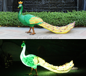 Scultura da Giardino Personalizzata a Grandezza Naturale, <span class=keywords><strong>Pavone</strong></span> Blu Luminoso in Resina Realistica Dipinta a Mano, Durevole e di Alta Qualità - Product Image 4