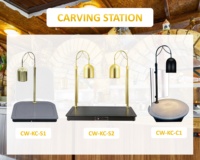Gastronomie-Schneidestation mit Staubschutzabdeckung, Lampe und 2 Heizplatten – Speisenwärmer für Hotels und Restaurants, inklusive Schneidebrett