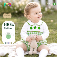 Puresun Livraison Rapide Combinaisons pour Bébés Filles Jour de la Saint-Patrick OEM 100% Coton Broderie Trèfle à Quatre Feuilles 3-24 Mois Vente en Gros