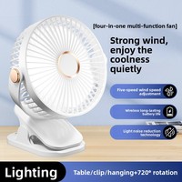 Nouveau ventilateur silencieux portable rechargeable avec veilleuse, 3 vitesses, contrôle par bouton, idéal pour dortoir étudiant, chevet, forte puissance de ventilation