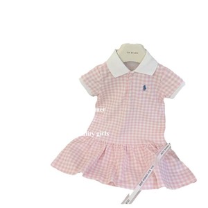 Child Star Circle Girls Pink White Checkered Polo Shirt Short Sleeve Breathable Summer Casual Outfit - Product Image 2