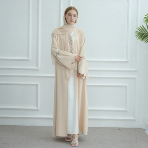 2025 New Fashion Embroidered Nida <strong>Abaya</strong> <strong>Beautiful</strong> Floral Pattern Modest Islamic Clothing Dubai Elegant Cardigan with Hijab <strong>Abaya</strong> - Product Image 2