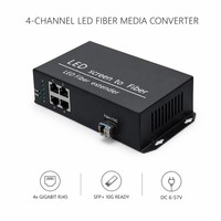 Convertidor de Fibra Óptica SFP Multimodo de 4 Puertos Gigabit con Pantalla LED, 10/100/1000Mbps, para Tarjeta de Envío Linsn