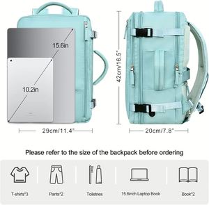 Sac à dos de voyage unisexe léger en polyester avec fermeture éclair, approuvé pour les cabines d'avion - Product Image 4