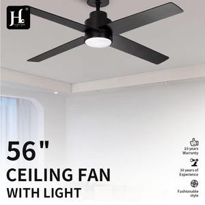 Modern 52-Inch Electric Wood <b>Ceiling</b> <b>Fan</b> <b>with</b> LED Lights 4 Blades & Smart <b>Remote</b> <b>Control</b> Low Profile DC Motor Iron Lamp Body - Product Image 4