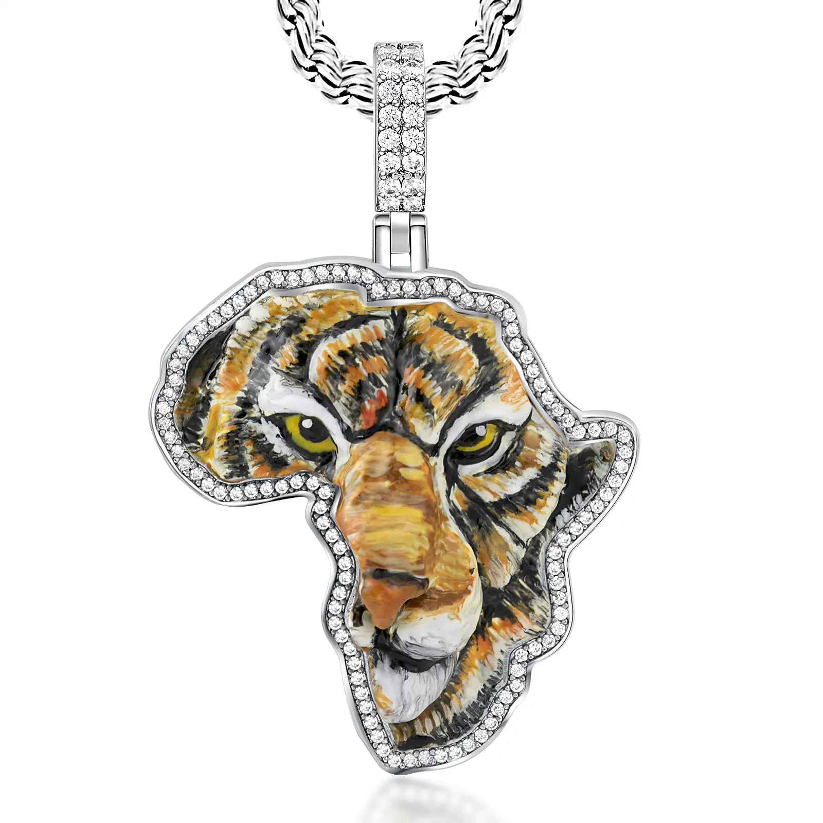 Fonte fabricante pingente de rosto de tigre colar personalizado moda jóias colares pingentes para colar