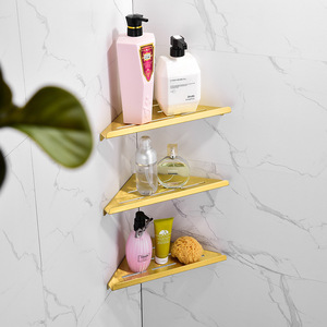 Estante de Esquina de Latón para Pared, Estante de Almacenamiento Triangular para Baño, Diseño Escandinavo, Estante de Metal Resistente - Product Image 4