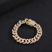Collier Chaîne Cubaine Hip Hop 13 mm Bling Strass Violets Entièrement Glaçé Diamant avec Collier Ras-de-Cou Bijou