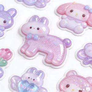 Stiker Dinding 3D Kartun Lucu Baru, Cetak UV, Relief Kristal, Ramah Lingkungan, Warna Gradasi Pelangi, PVC, Dekorasi Rumah Stereo - Product Image 5