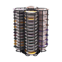Estante de almacenamiento de acero inoxidable cromado giratorio para cápsulas de café Tassimo con capacidad para 72 cápsulas, soporte de exhibición plateado para Cocina