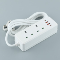 Multiprise britannique standard avec plusieurs prises BS et interrupteurs, portable pour la charge sur ordinateur de bureau à domicile