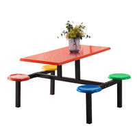 Vente en gros, table et chaises de salle à manger modernes minimalistes carrées en acier inoxydable, imperméables, pour hôtel, hôpital, école, parc
