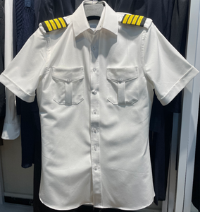 Short Long Sleeve Homens Mulheres Ombro Dragonas Camisas Brancas + Calças Pretas Custom Airline Piloto Camisa Conjunto Uniforme - Product Image 5