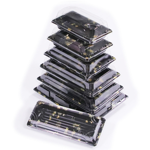 Disposable food grade pop printing rectangular sushi togo box packaging plate tray with clear window