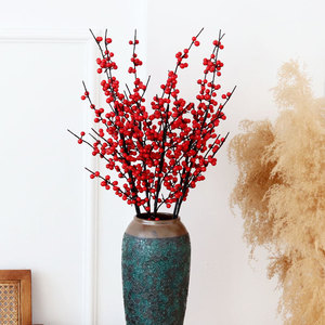 Yasunobu Artificial Holly Berry <b>Bouquet</b> Thick Stem Red Berries For Home Decor Living Room Ornaments - Product Image 1