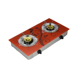 China Hot Sales Reasonable Price Stainless Steel Tempered Glass Gas Burner Stove Double Burner Gas Cooker Gas Stove