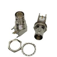 Conector BNC Hembra de Cobre de 90 Grados en Ángulo Recto, Plástico Dorado con Aplicación RF, Tipo PCB, Luckyconnectors YRL-101