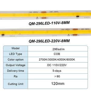 Bande LED COB sans pilote 220V, étanche IP65 pour extérieur, ruban lumineux flexible, bandes LED 110V, 3000K 4000K 6000K - Product Image 2