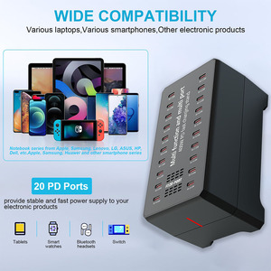 Oem 400W gan PD sạc nhanh 20 cổng PD 20W máy tính bảng sạc đứng <span class=keywords><strong>HUB</strong></span> cho Iphone 15 sạc nhanh cho máy tính xách tay Máy tính bảng điện thoại - Product Image 3