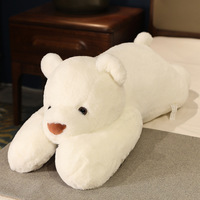 Peluche ours polaire couché super mignon, grand oreiller, poupée câlin pour lit de fille avec rembourrage en coton PP