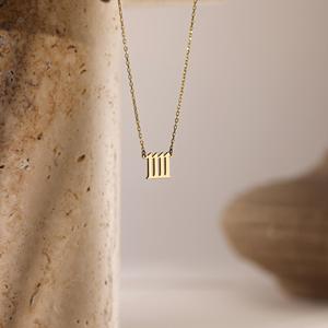 Collar con Número de Ángel 11:11 en Oro de 18k, Colgante con Número de Ángel <span class=keywords><strong>1111</strong></span>, Collar con Número de la Suerte, Regalo para Ella - Product Image 2