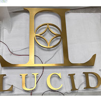 Lettres lumineuses LED rétroéclairées en or brossé blanc chaud pour enseignes extérieures pour la décoration des entreprises et des hôpitaux