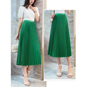 <span class=keywords><strong>Jupe</strong></span> mi-longue plissée en Satin pour femmes, automne <span class=keywords><strong>hiver</strong></span>, taille haute, fluide, ligne a - Product Image 5
