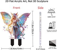 Pot de fleurs double face imperméable en acrylique 2D imprimé UV et gravé au laser, style fée papillon, fantaisie, conte de fées, ornement de jardin