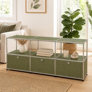 Mobile <span class=keywords><strong>TV</strong></span> Modulare Contemporaneo Bianco in Metallo Forato con Pannello Pegboard e Cornice Cromata per Soggiorno in Acciaio Eco-Sostenibile - Product Image 1