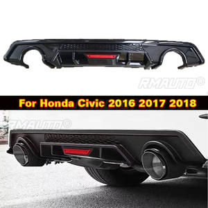 For Honda Civic 2016 2017 2018 Rear Lip Spoiler Bumper Diffuser High Quality <b>Matte</b> Black <b>Primer</b> PP ABS Car Accessories - Product Image 1