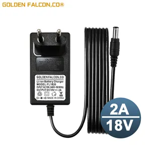 Cargador de batería de coche de alta calidad 18V 2a cargador de batería de litio 100 240V 50Hz 60Hz fuente de alimentación