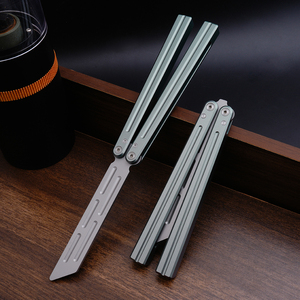 TGZUO Competitive Balisong <strong>Trainer</strong> CNC Aluminum Handle Unsharpened <strong>Butterfly</strong> <strong>Knife</strong> for Advanced Flipping Skill Practice EDC Tool - Product Image 4
