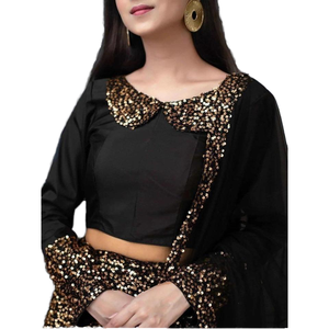 Designer Beautiful Black Sequin Velvet Lehenga Choli with Dupatta Other <b>Ethnic</b> <b>Accessories</b> - Product Image 1
