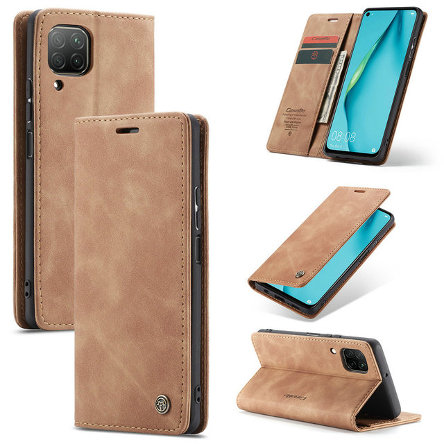CaseMe Retro Pu Leather Wallet Case With Card Slots Flip Cover for Huawei Nova 7i Cell Phone Case